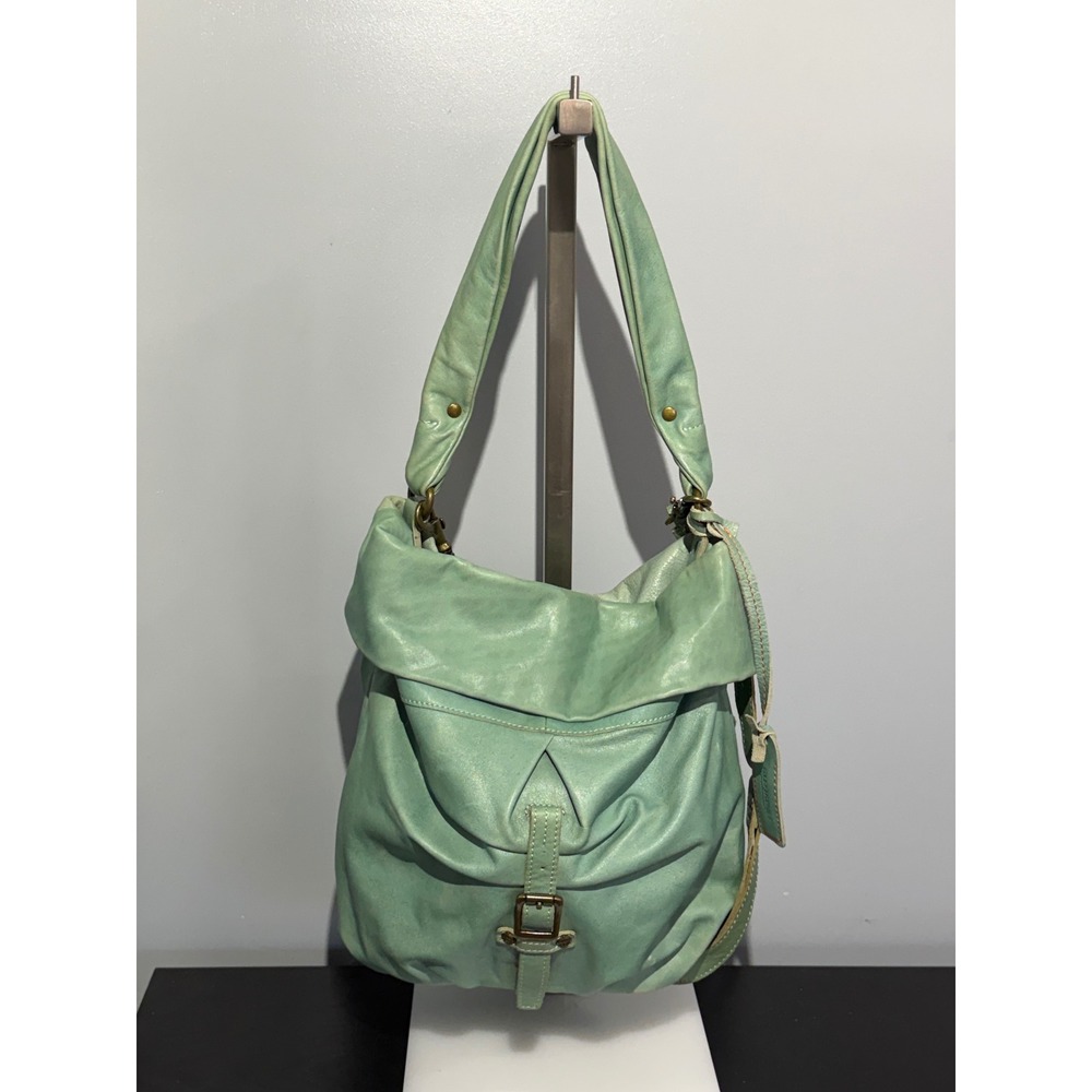 The Sak Eco 1989 Seafoam Green Leather Hobo Crossbody Bag Slouchy Shoulder Bag